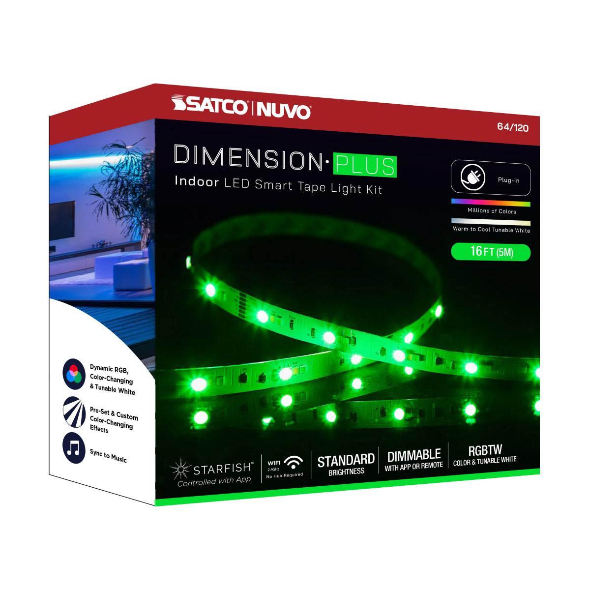 Dimension Plus LED Smart Tape Light Kit, 16Ft Reel, RGB + Tunable White, 24V, Plug Connection - Bees Lighting
