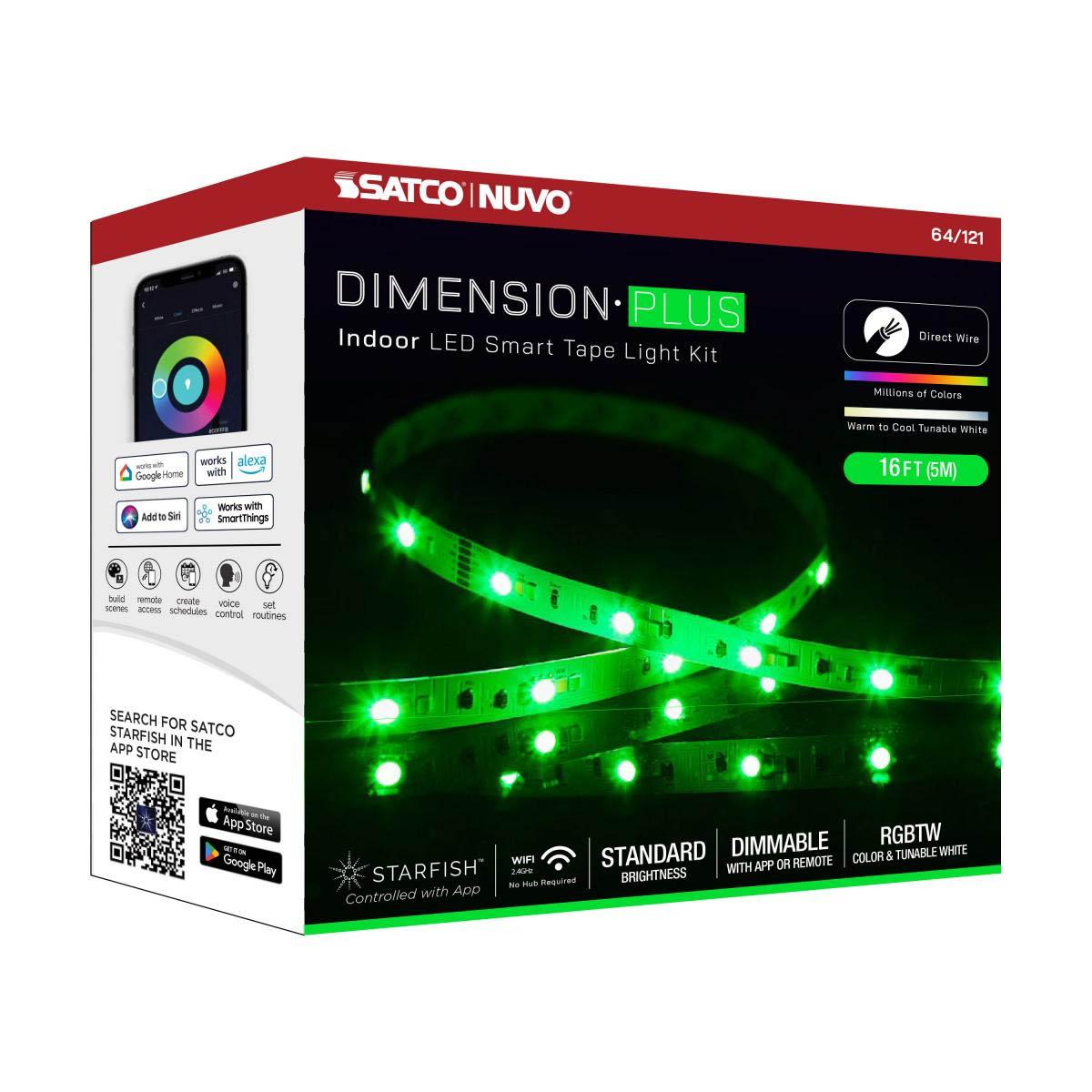 Dimension Plus LED Smart Tape Light Kit, 16ft Reel, Color Changing RGB and Tunable White, 24V, Direct Wired Connection - Bees Lighting