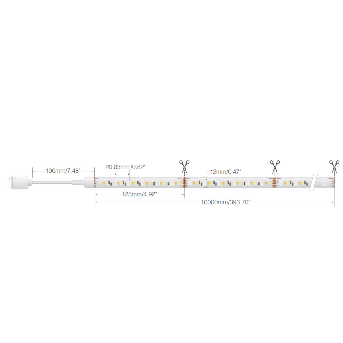 Dimension Pro LED Smart Tape Light Kit, 64Ft Reel, RGB + Tunable White, 24V, Plug Connection - Bees Lighting