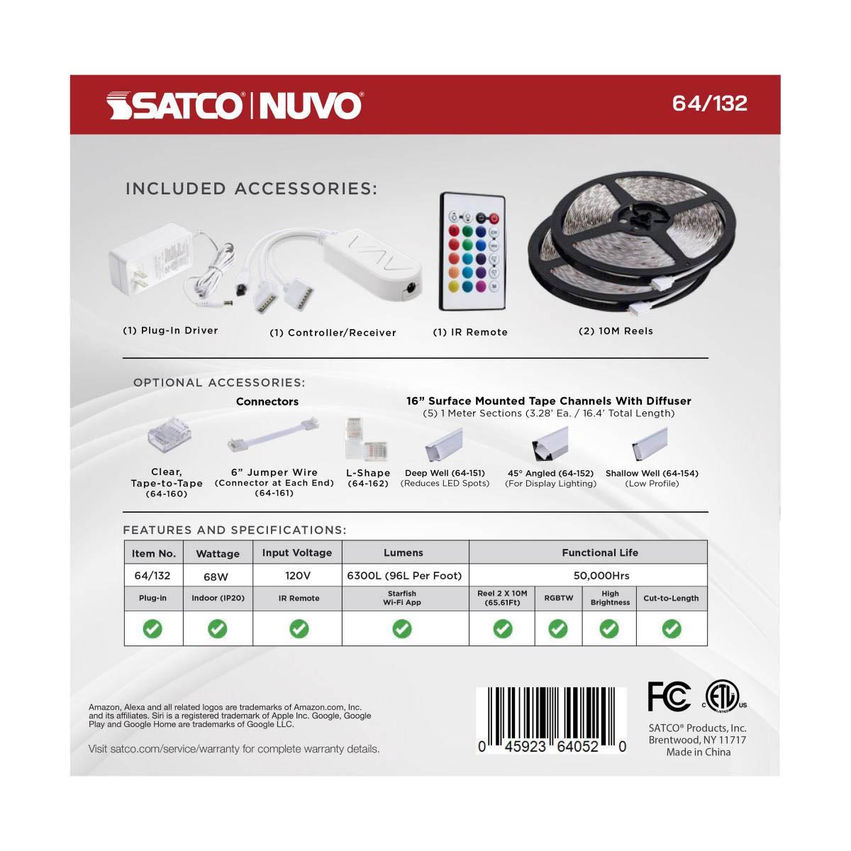 Dimension Pro LED Smart Tape Light Kit, 64Ft Reel, RGB + Tunable White, 24V, Plug Connection - Bees Lighting