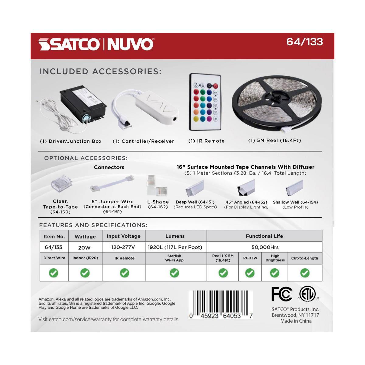 Dimension Pro LED Smart Tape Light Kit, 16Ft Reel, RGB + Tunable White, 24V, J-Box Connection - Bees Lighting