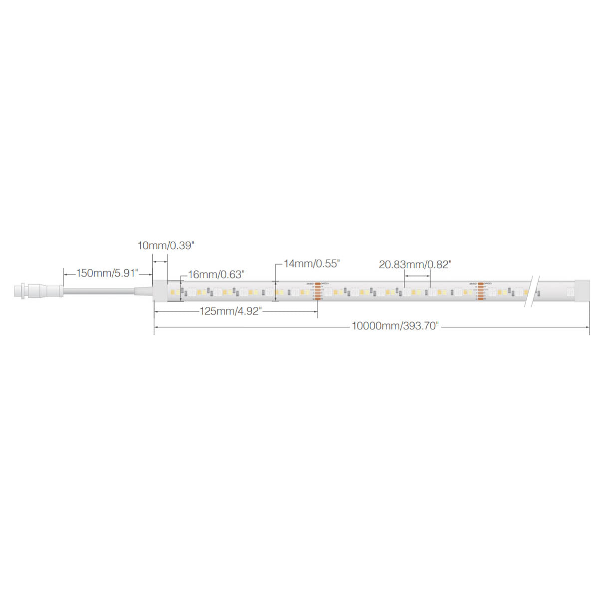 Dimension Pro Outdoor Smart LED Tape Light Kit, 32Ft Reel, RGBTW, 24V, Plug Connection - Bees Lighting