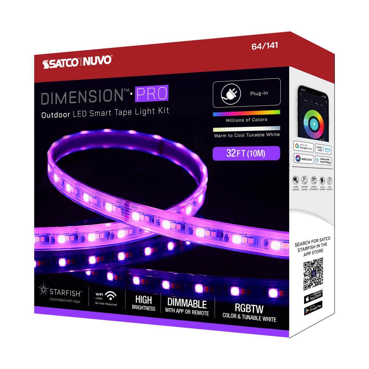 Dimension Pro Outdoor Smart LED Tape Light Kit, 32Ft Reel, RGBTW, 24V, Plug Connection - Bees Lighting