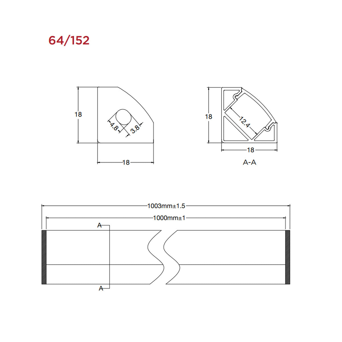 40in. Dimension 45° Angled Aluminum Tape Channel - Bees Lighting