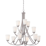 Overland Park 39" 12-Light Chandelier, Brushed Nickel Finish - Bees Lighting
