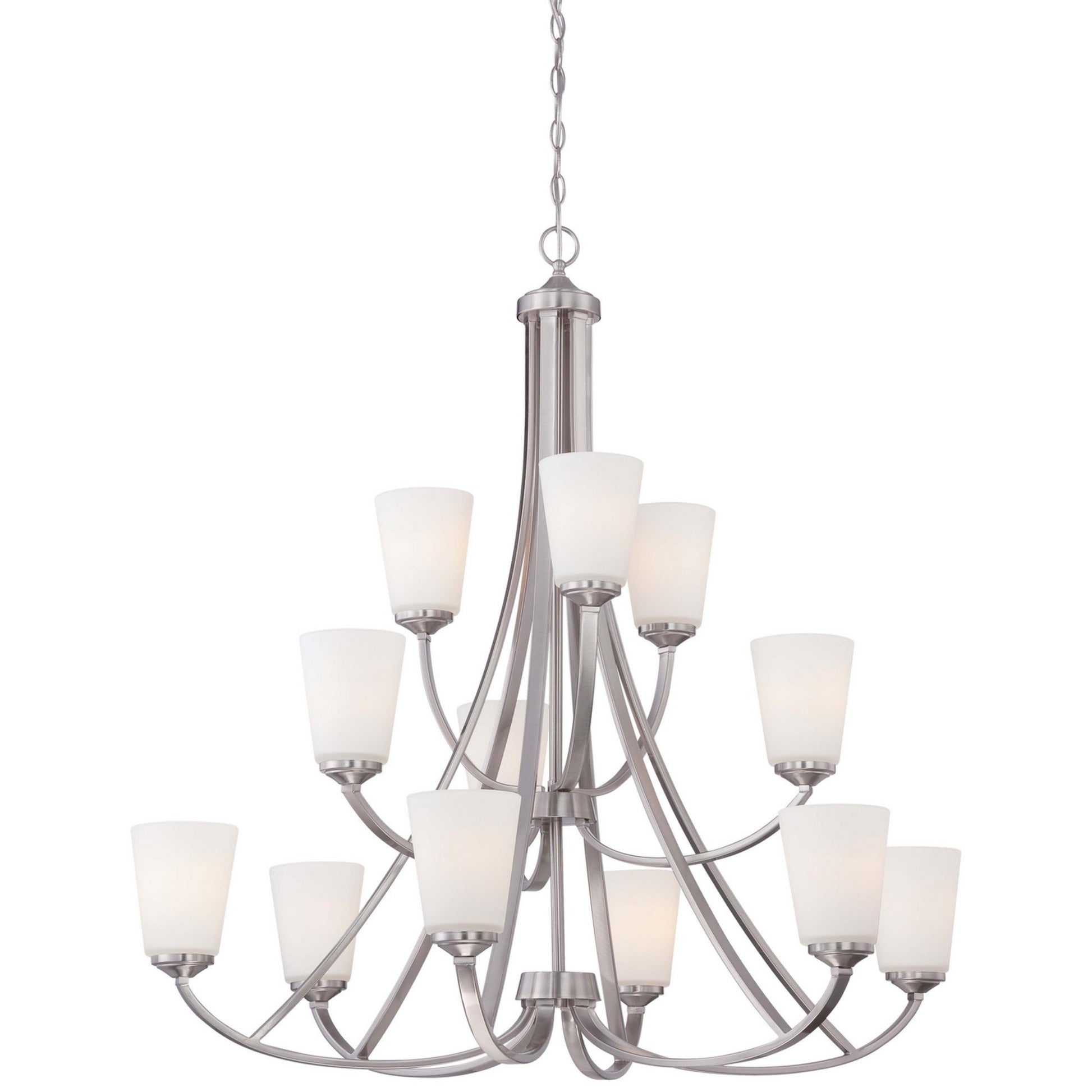 Overland Park 39" 12-Light Chandelier, Brushed Nickel Finish - Bees Lighting
