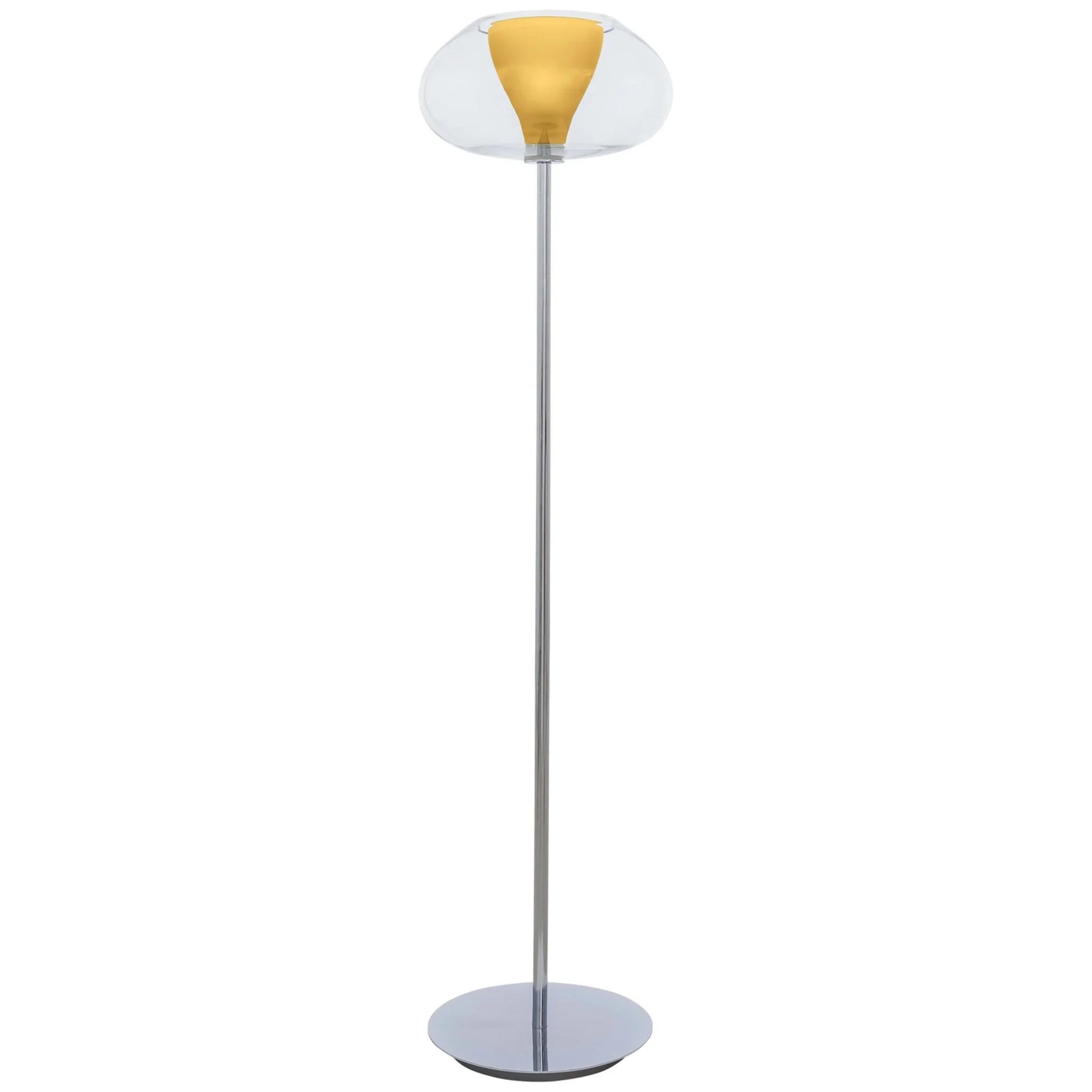 Soft Torchiere, Chrome Finish, Amber Interior Glass - Bees Lighting