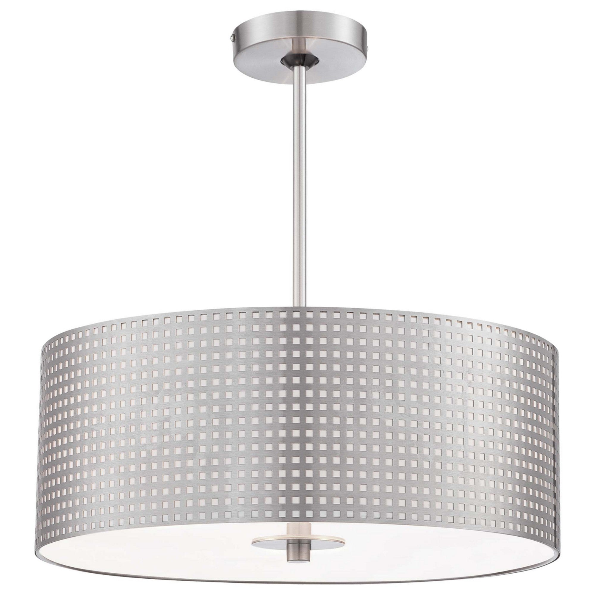 Grid 18" 3-Light Pendant, Brushed Nickel Finish - Bees Lighting