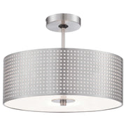 Grid 16" 3-Light Semi-Flush Mount, Brushed Nickel Finish - Bees Lighting