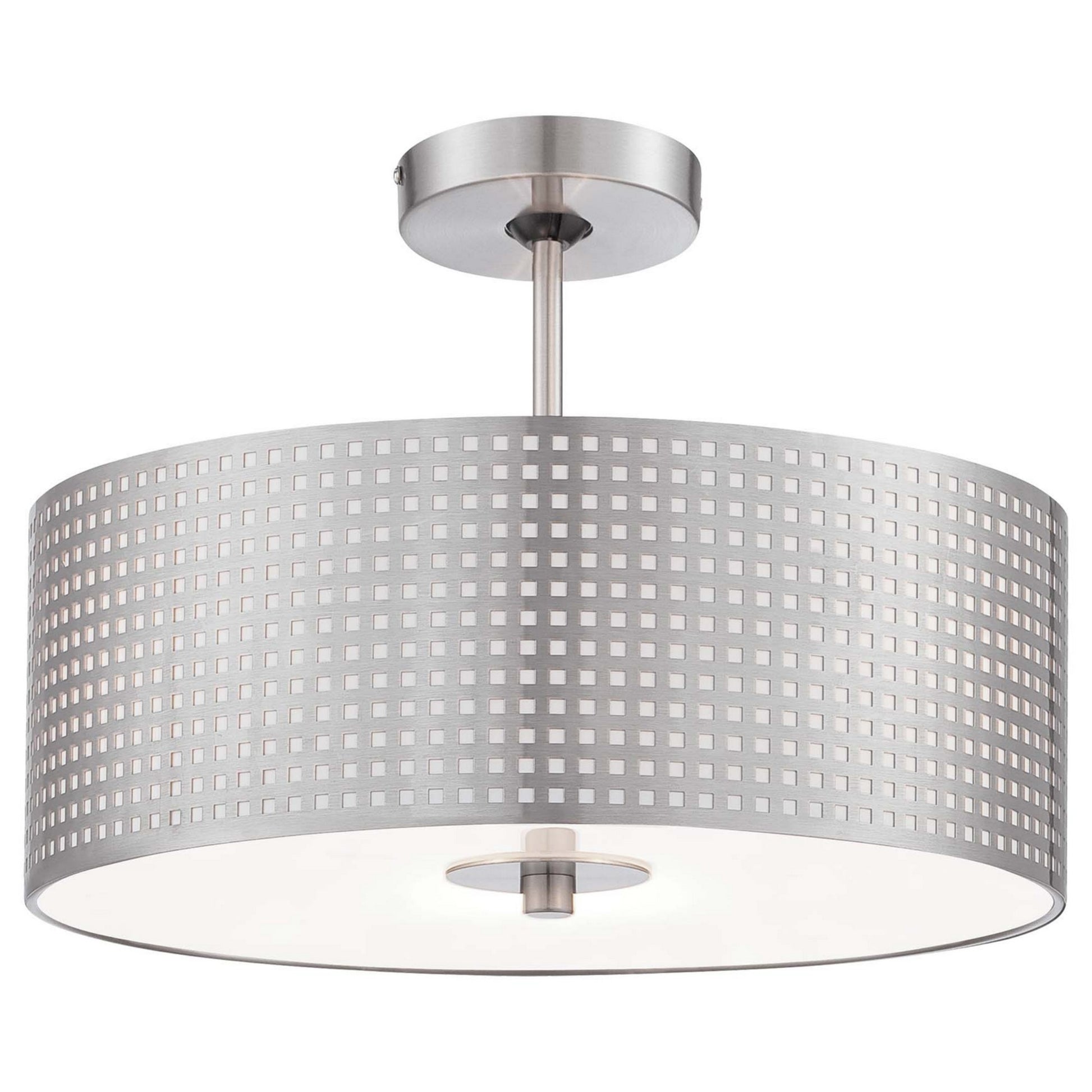 Grid 16" 3-Light Semi-Flush Mount, Brushed Nickel Finish - Bees Lighting
