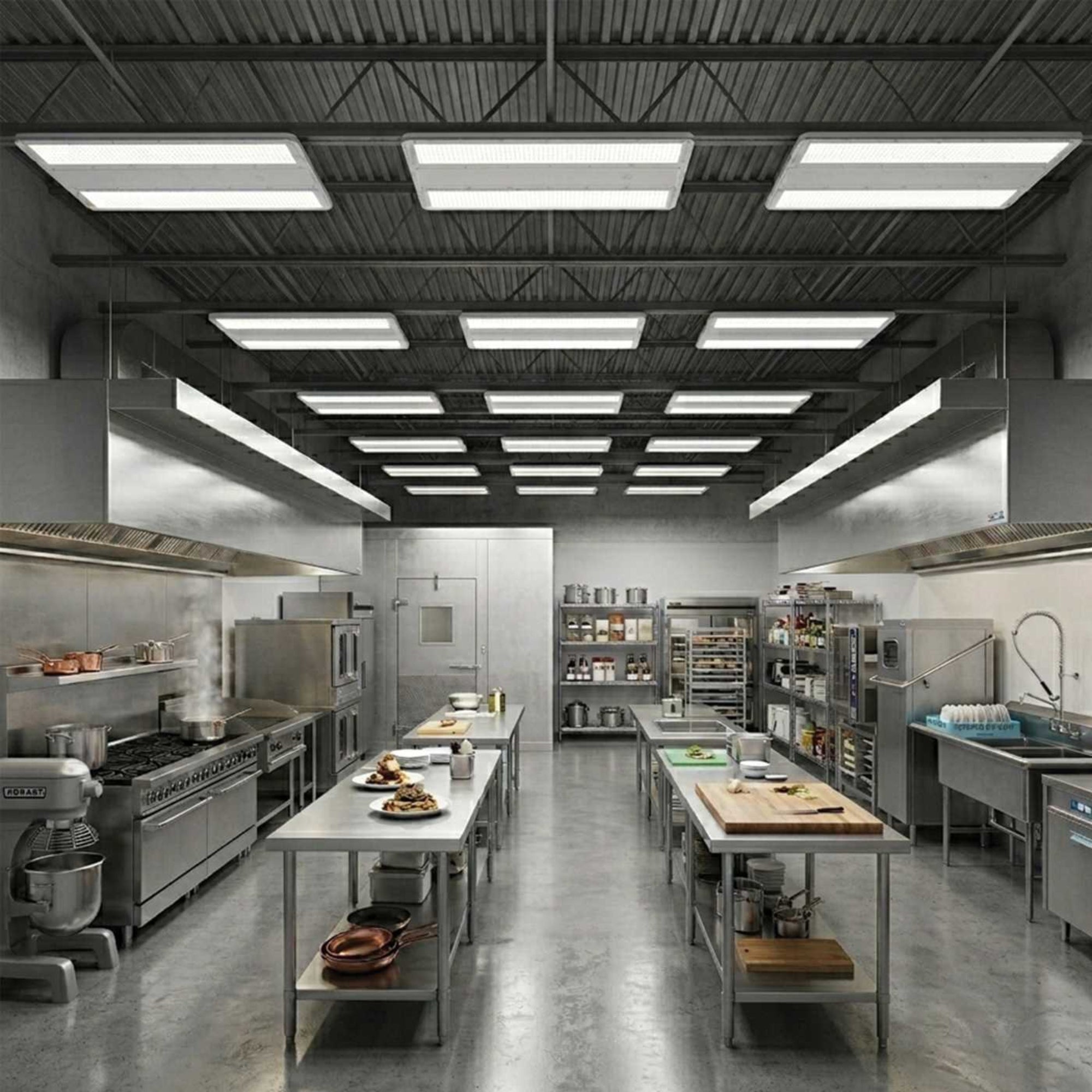 Satco|Nuvo 2 ft Washdown Linear High Bay 37600lm 240W/220W/180W Selectable CCT 120-347V Suspended White