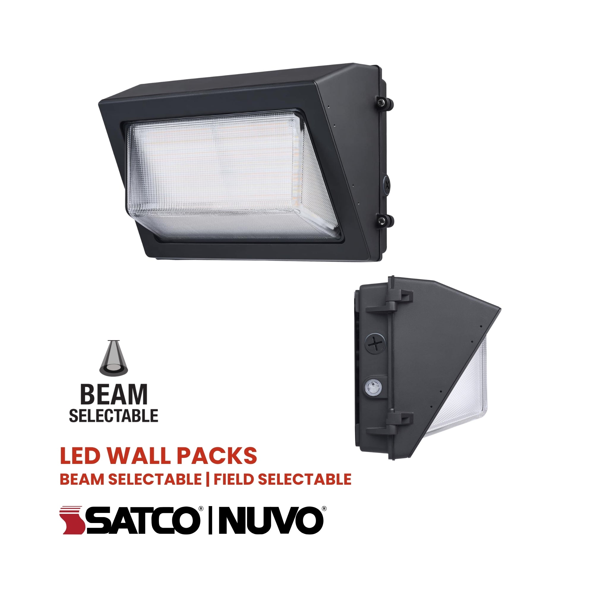 Satco|Nuvo 65-1500 Beam Selectable LED Wall Pack, 9193 Lumens, 60W/40W/29W, 3K/4K/5K, 120-347V, Bronze
