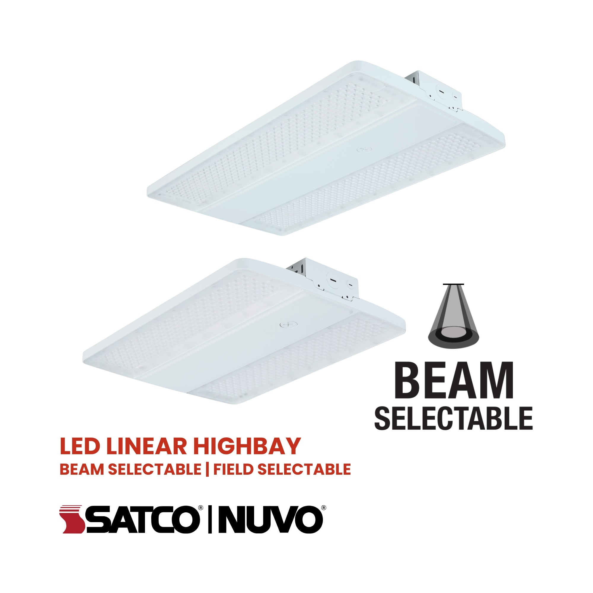 Satco|Nuvo Beam Selectable LED Linear High Bay 24200lm 160W/135W/120W Selectable CCT 120-347V Suspended White
