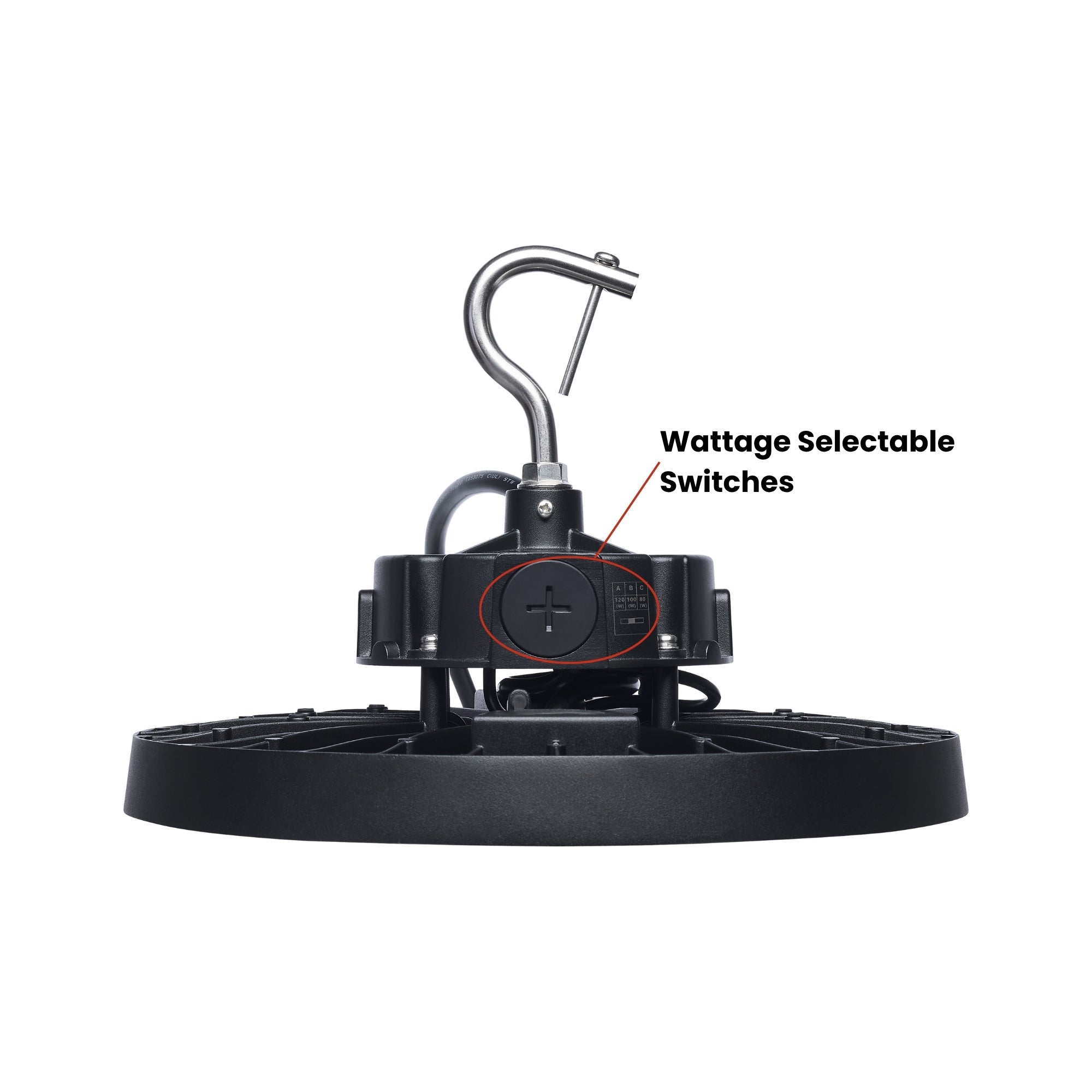 Satco|Nuvo Beam Selectable LED Round High Bay 20000lm 120W/100W/80W Selectable CCT 120-347V Suspended Black