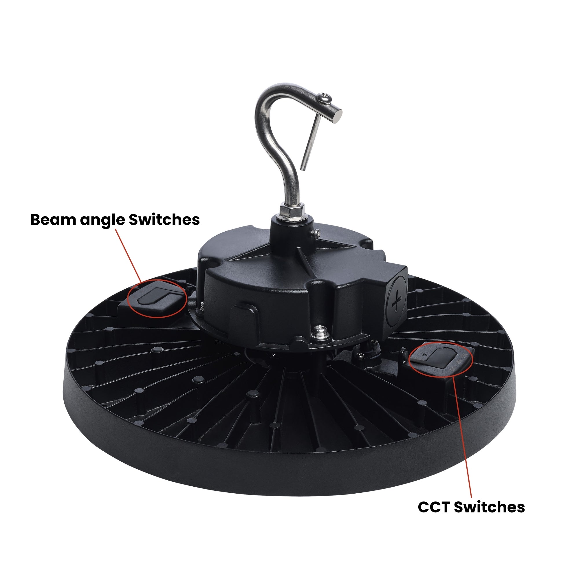 Satco|Nuvo Beam Selectable LED Round High Bay 38000lm 240W/200W/150W Selectable CCT 120-347V Suspended Black