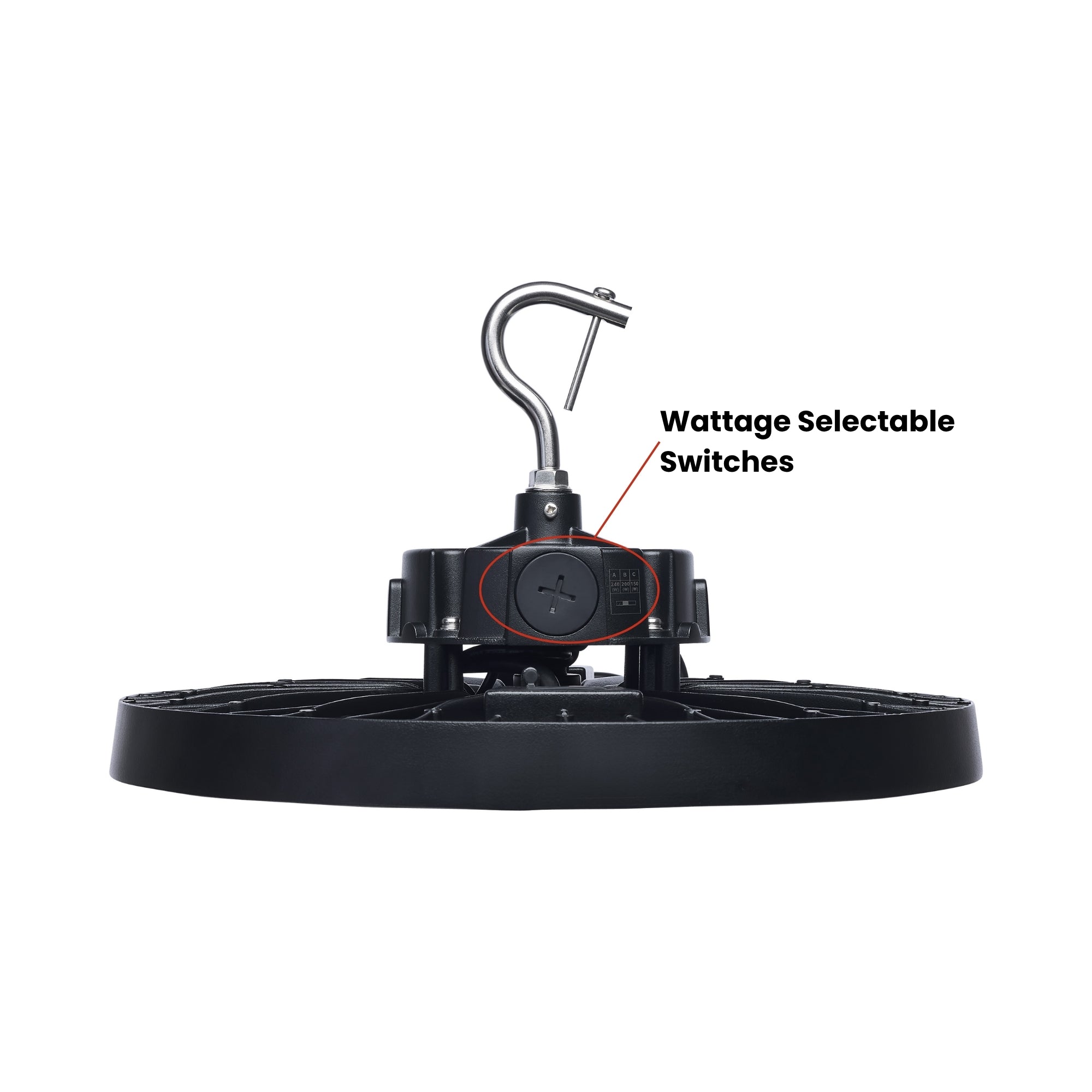 Satco|Nuvo Beam Selectable LED Round High Bay 38000lm 240W/200W/150W Selectable CCT 120-347V Suspended Black