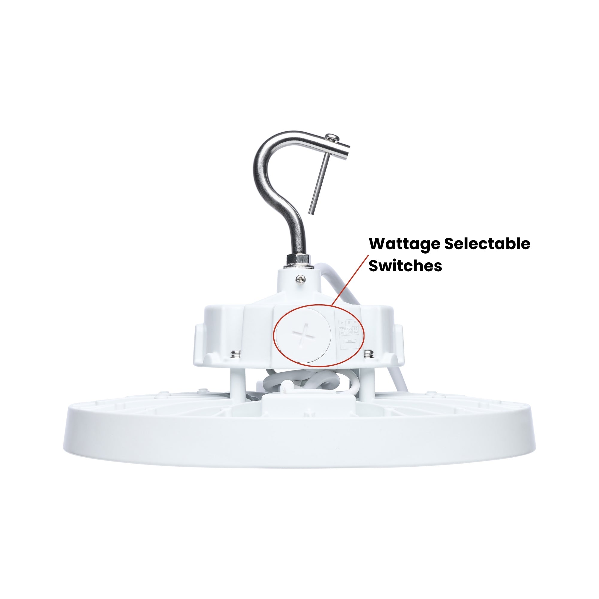 Satco|Nuvo Beam Selectable LED Round High Bay 20000lm 120W/100W/80W Selectable CCT 120-347V Suspended White