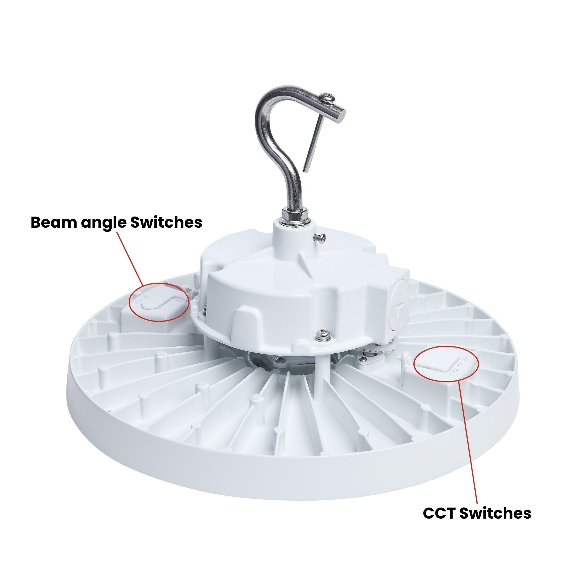 Satco|Nuvo Beam Selectable LED Round High Bay 38000lm 240W/200W/150W Selectable CCT 120-347V Suspended White
