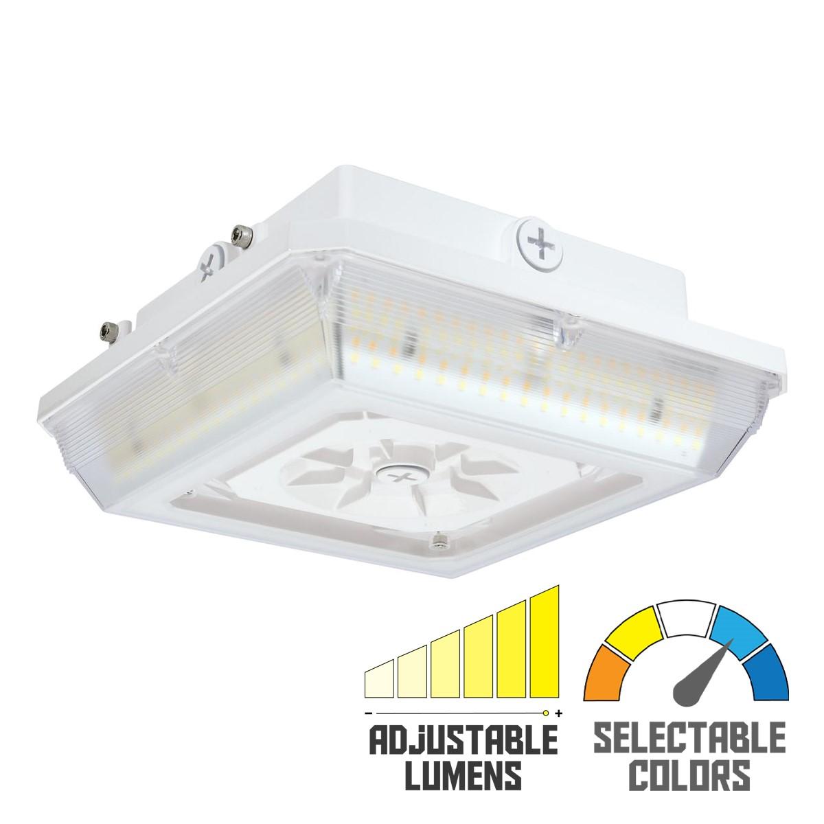 LED Parking Garage Canopy Light, 6280 Lumens, 20/50 Watts, 30K/40K/50K, 120-277V