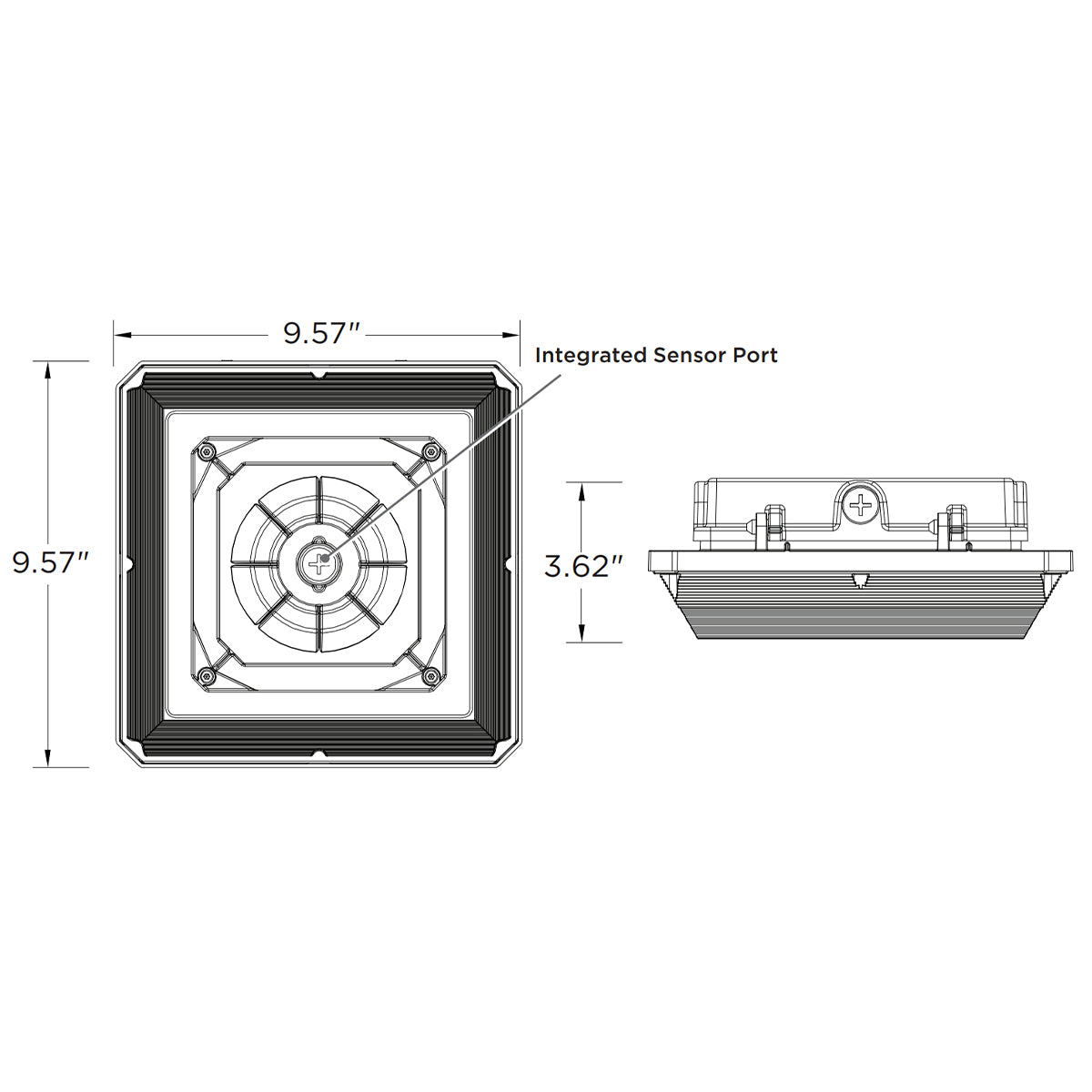 LED Parking Garage Canopy Light, 12550 Lumens, 90W, 30K/40K/50K, 120-277V - Bees Lighting