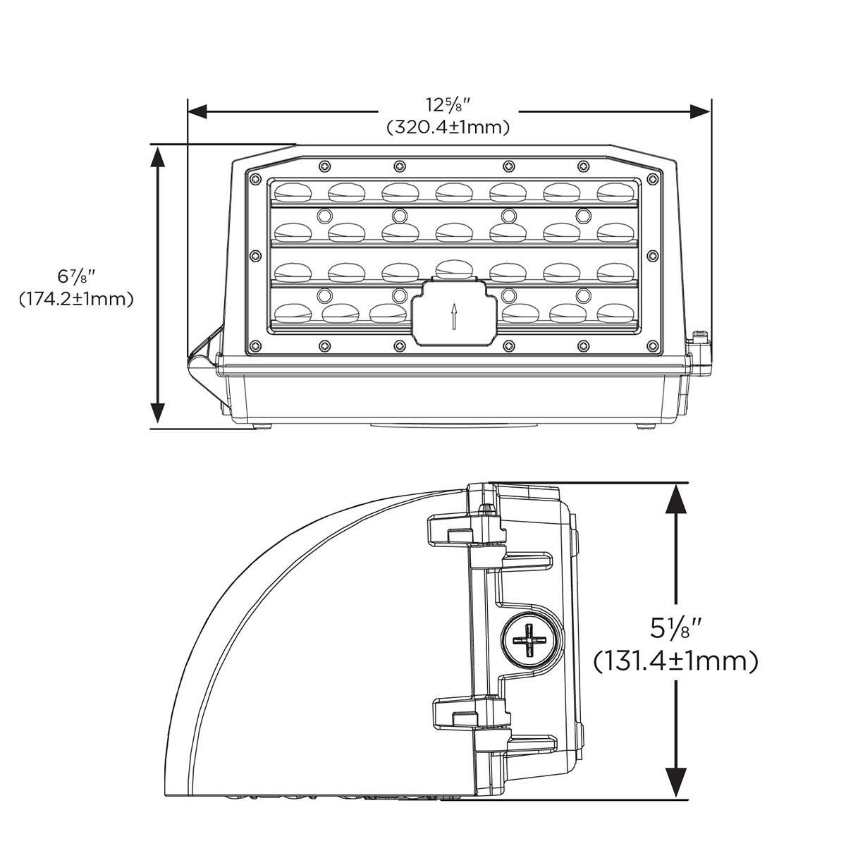 LED Cutoff Wall Pack, 60 Watts, 7500 Lumens, 30K/40K/50K, 120-277V - Bees Lighting
