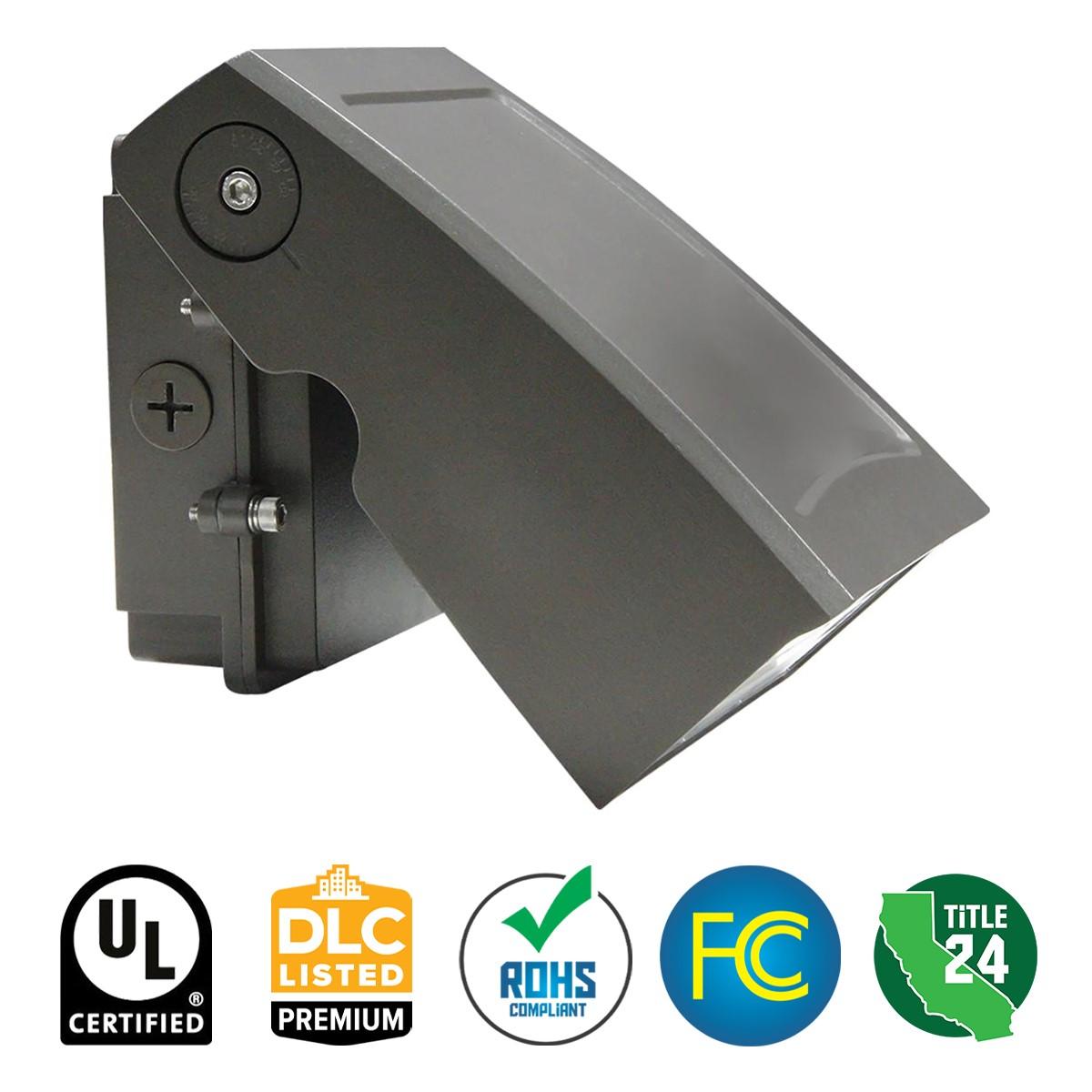 LED Cutoff Wall Pack, 40 Watts, 5000 Lumens, 30K/40K/50K, 120-277V, Adjustable Head - Bees Lighting