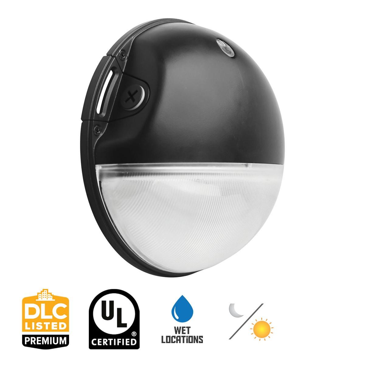 LED Mini Wall Pack With Photocell, 20W, 2800 Lumens, 30K/40K/50K, 120-277V, Black - Bees Lighting