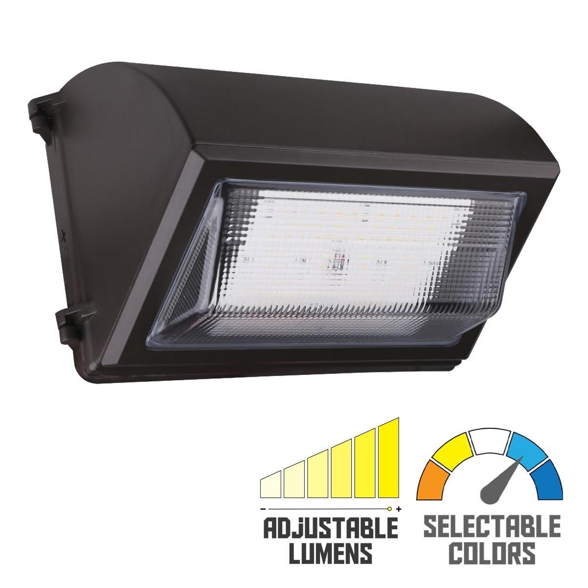 LED Standard Wall Pack With Photocell 60 Watts Adjustable 8,400 Lumens 30K/40K/50K Battery Included 120-277V