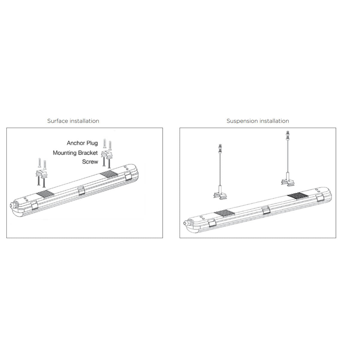 2ft Vapor Proof LED Light, 20 Watts, 2500 Lumens, 30K/40K/50K, 120/347V - Bees Lighting
