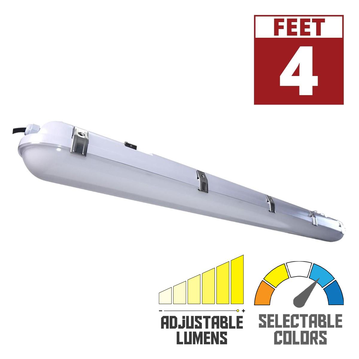 4ft LED Vapor Proof Light, Adjustable 60 Watts 8000 Lumens,  Selectable CCT 30K/40K/50K, 120/347V