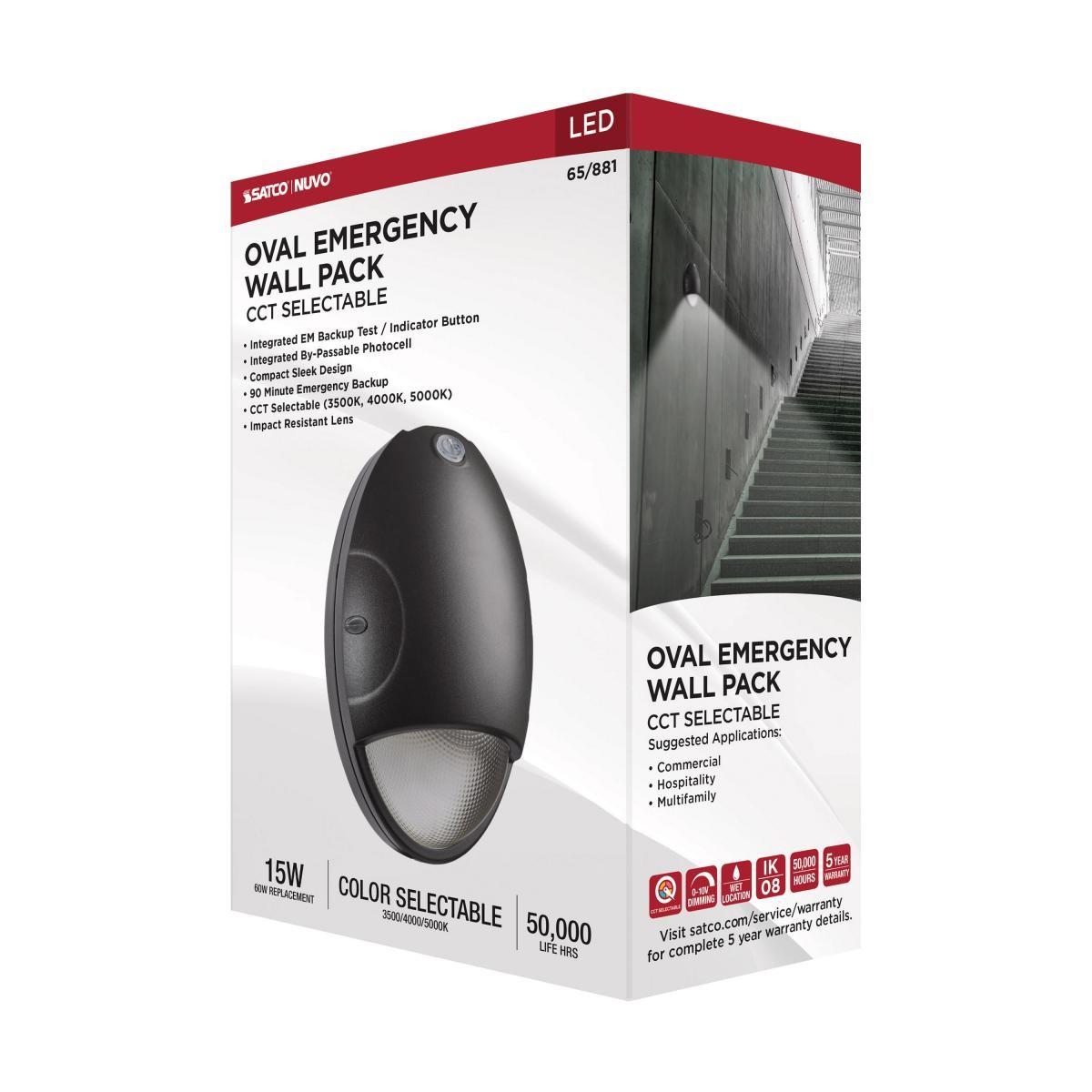 Emergency Battery Backup Wall Light, 1800 Lm, On/Off Photocell, 35K|40K|50K, Black, 120-277V - Bees Lighting