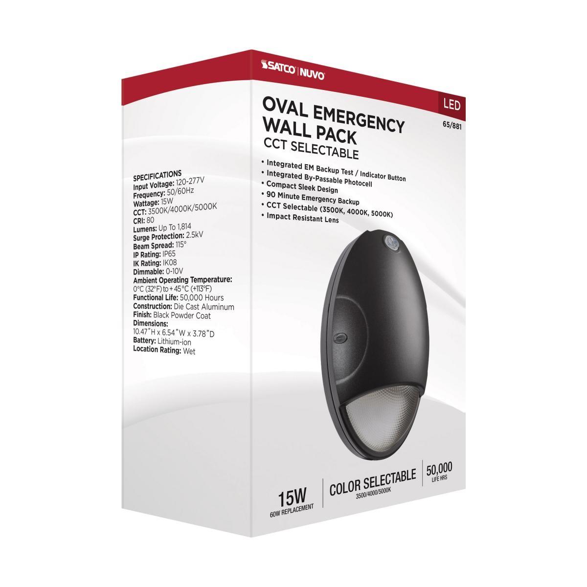 Emergency Battery Backup Wall Light, 1800 Lm, On/Off Photocell, 35K|40K|50K, Black, 120-277V - Bees Lighting