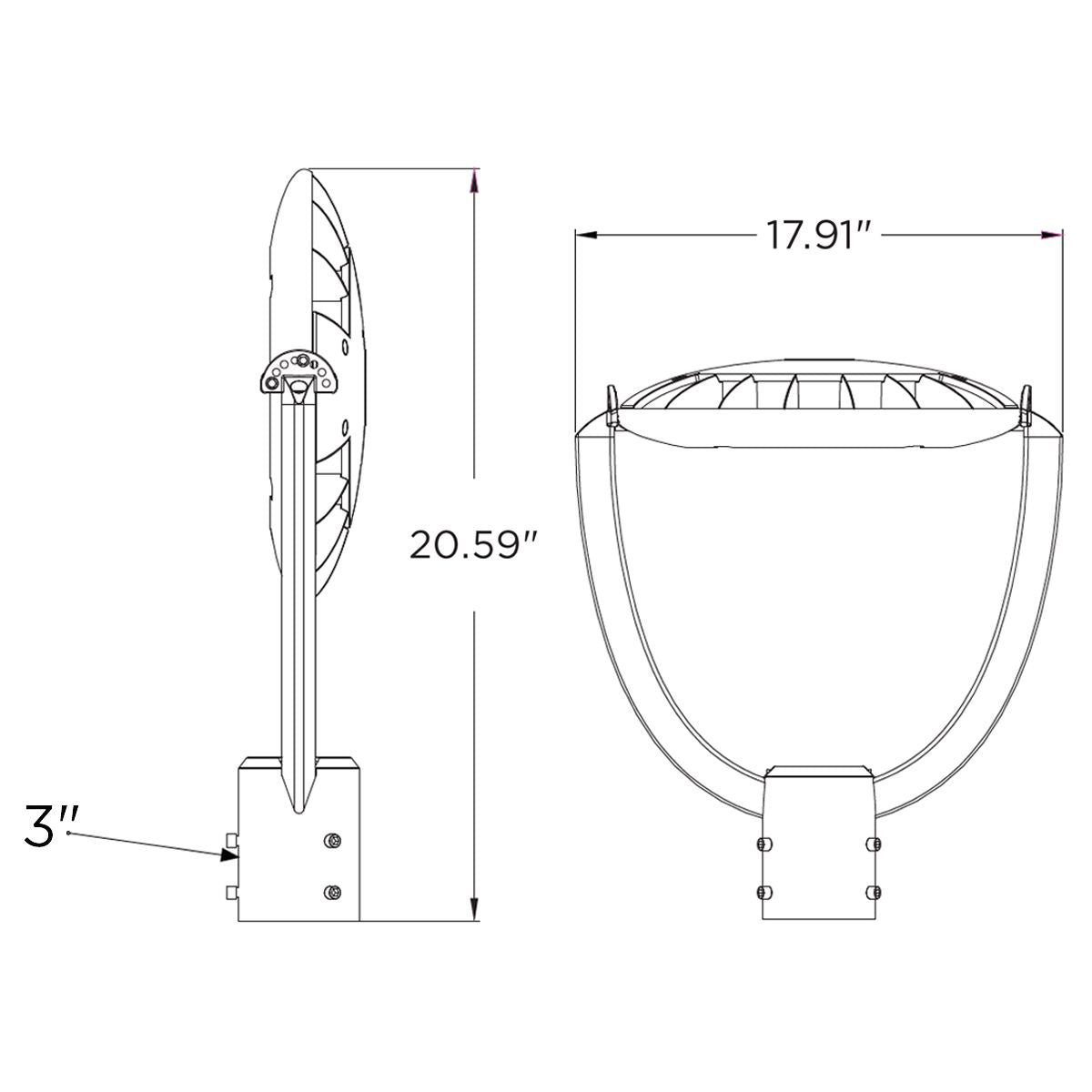 LED Post Top Area Light, 100W, 13500 Lumens, 30K/40K/50K, 120-347V - Bees Lighting