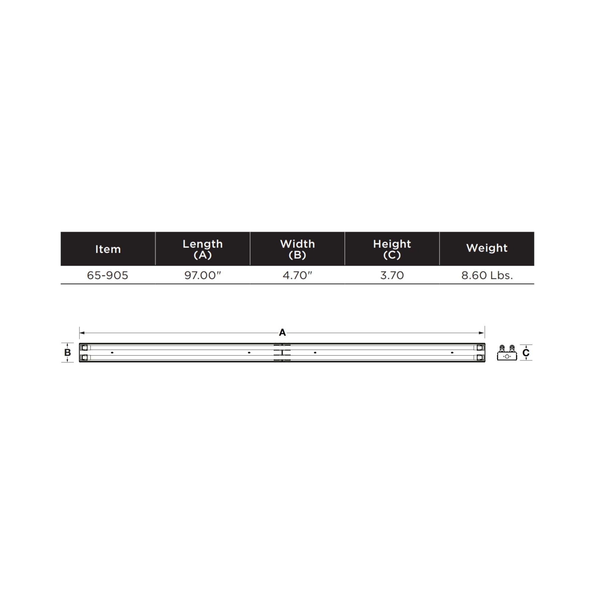 Satco|Nuvo 65-905 8-Foot Quad/Dual LED T8 Lamp-Ready Empty Body Fixture, 120-347V, Surface Mount, White