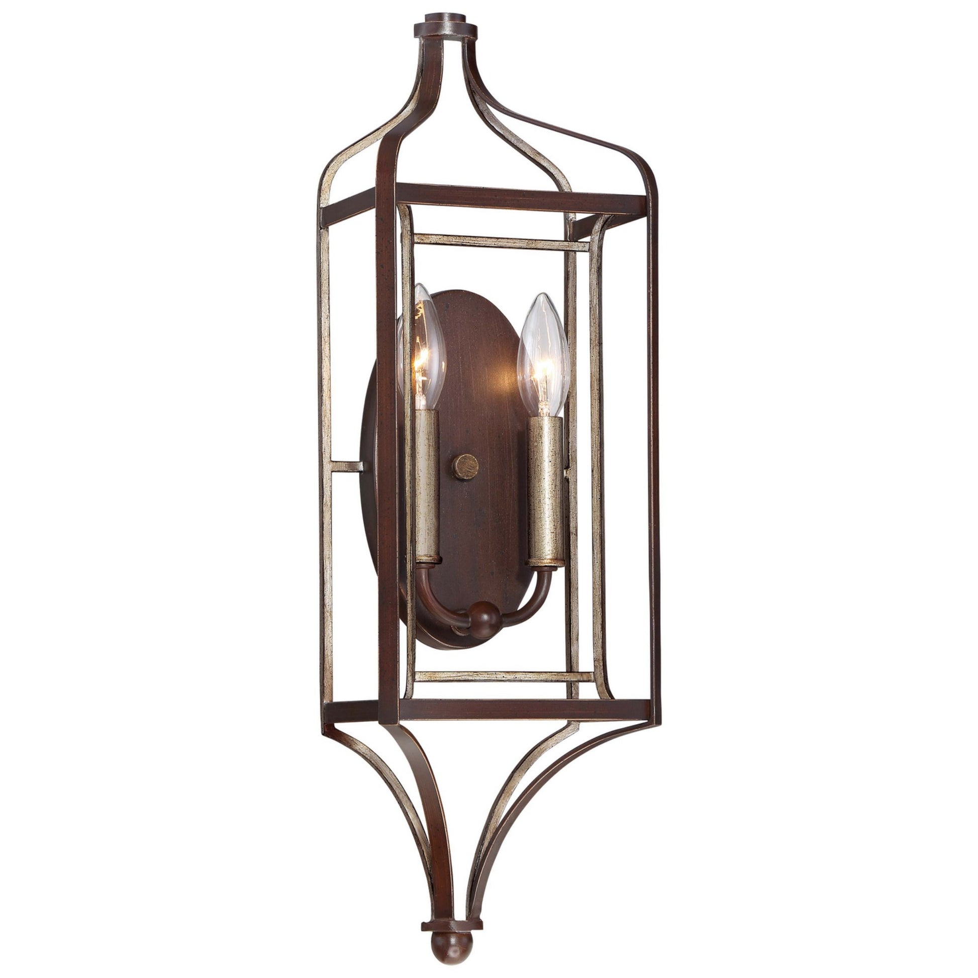 Astrapia 22" 2-Light Wall Sconce, Dark Rubbed Sienna & Aged Silver Finish - Bees Lighting