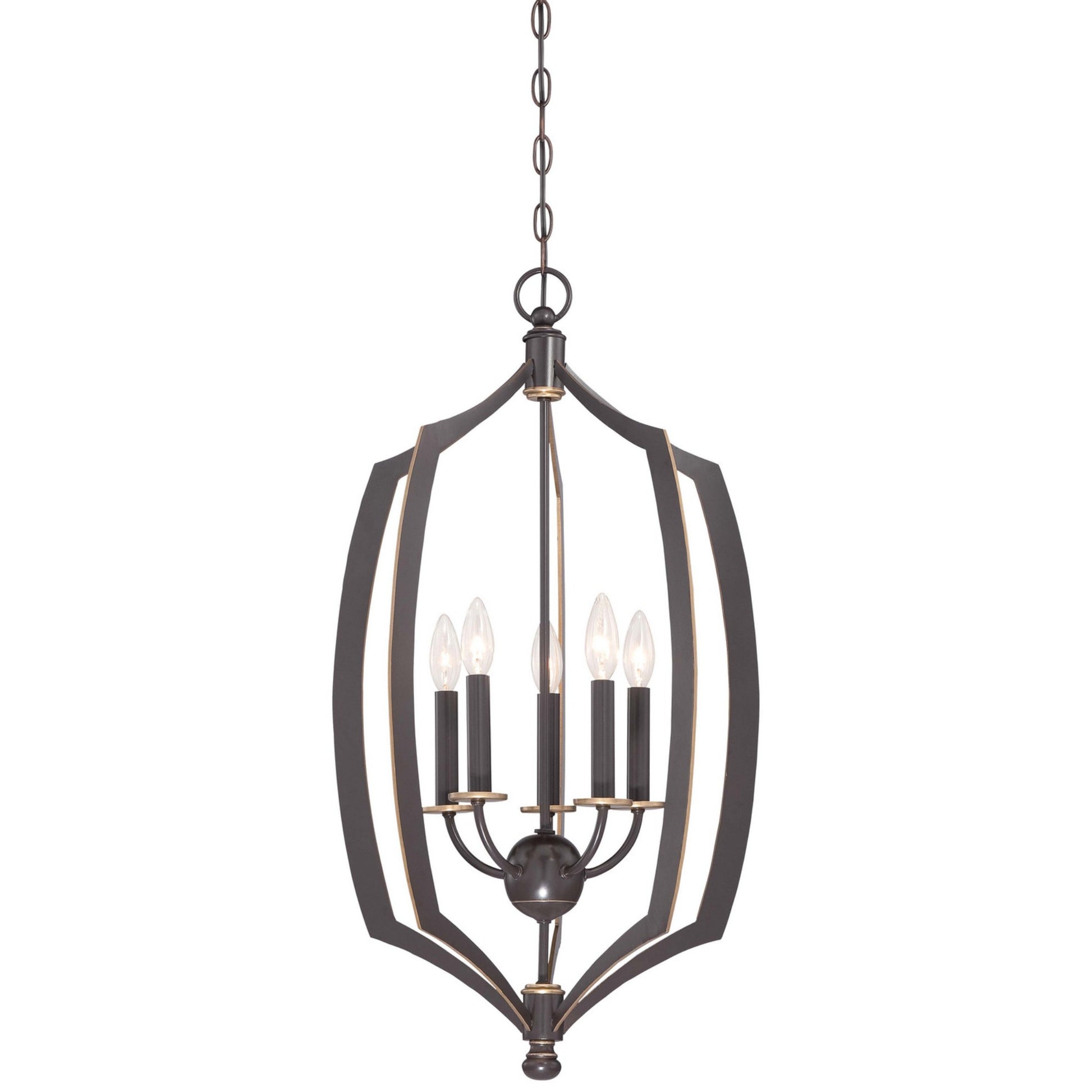 Middletown 17" 5-Light Foyer Pendant, Downton Bronze & Gold Highlights - Bees Lighting