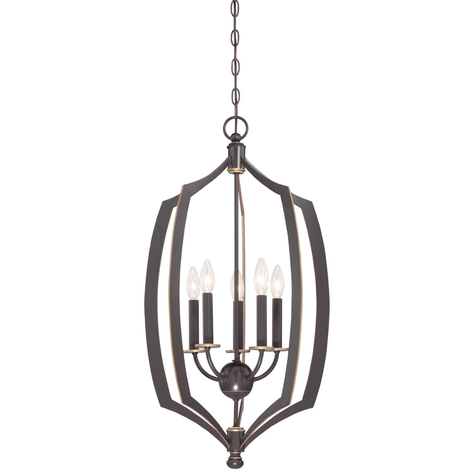 Middletown 17" 5-Light Foyer Pendant, Downton Bronze & Gold Highlights - Bees Lighting