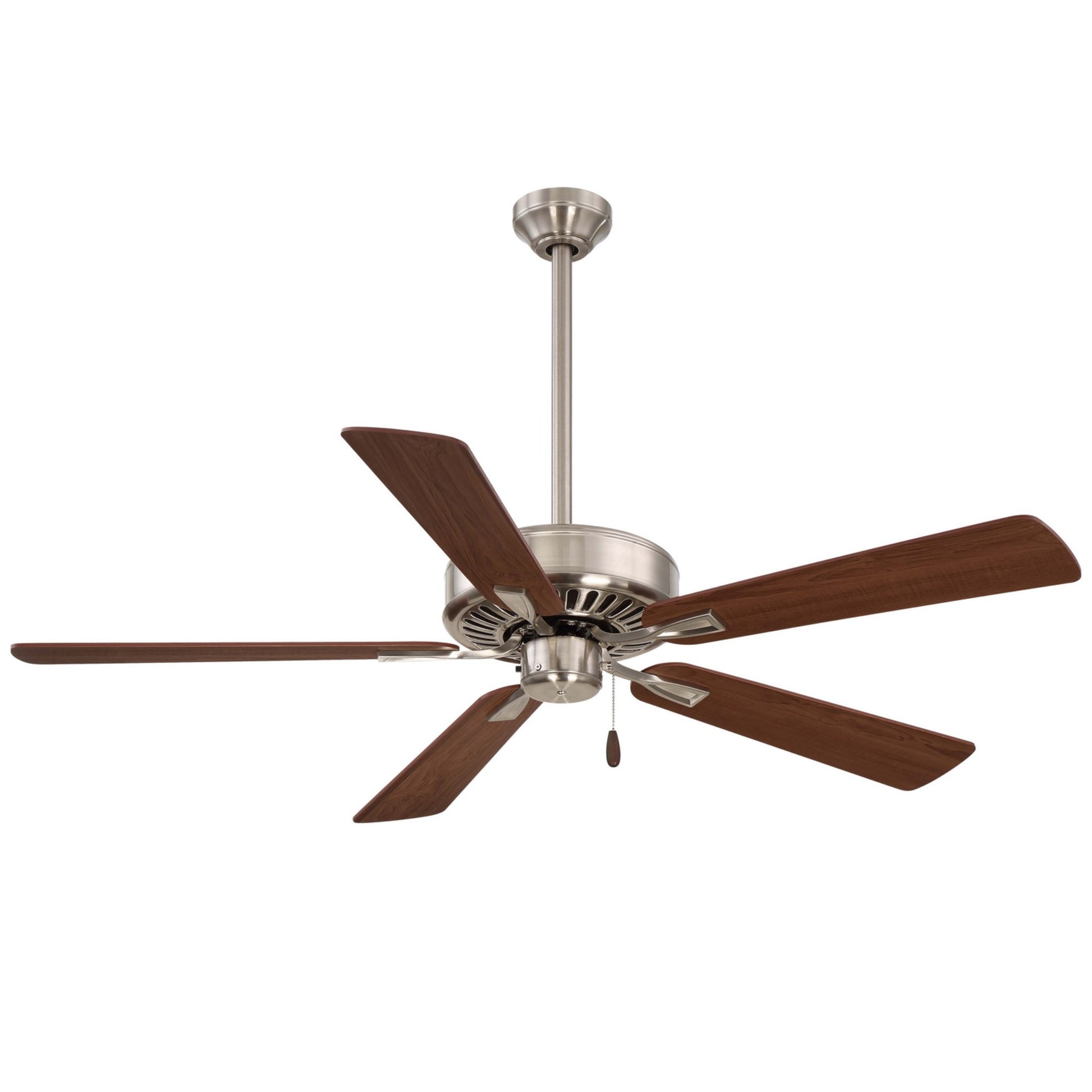Contractor Plus 52" Ceiling Fan with Pull Chain, Brushed Nickel with Walnut Blades - Bees Lighting