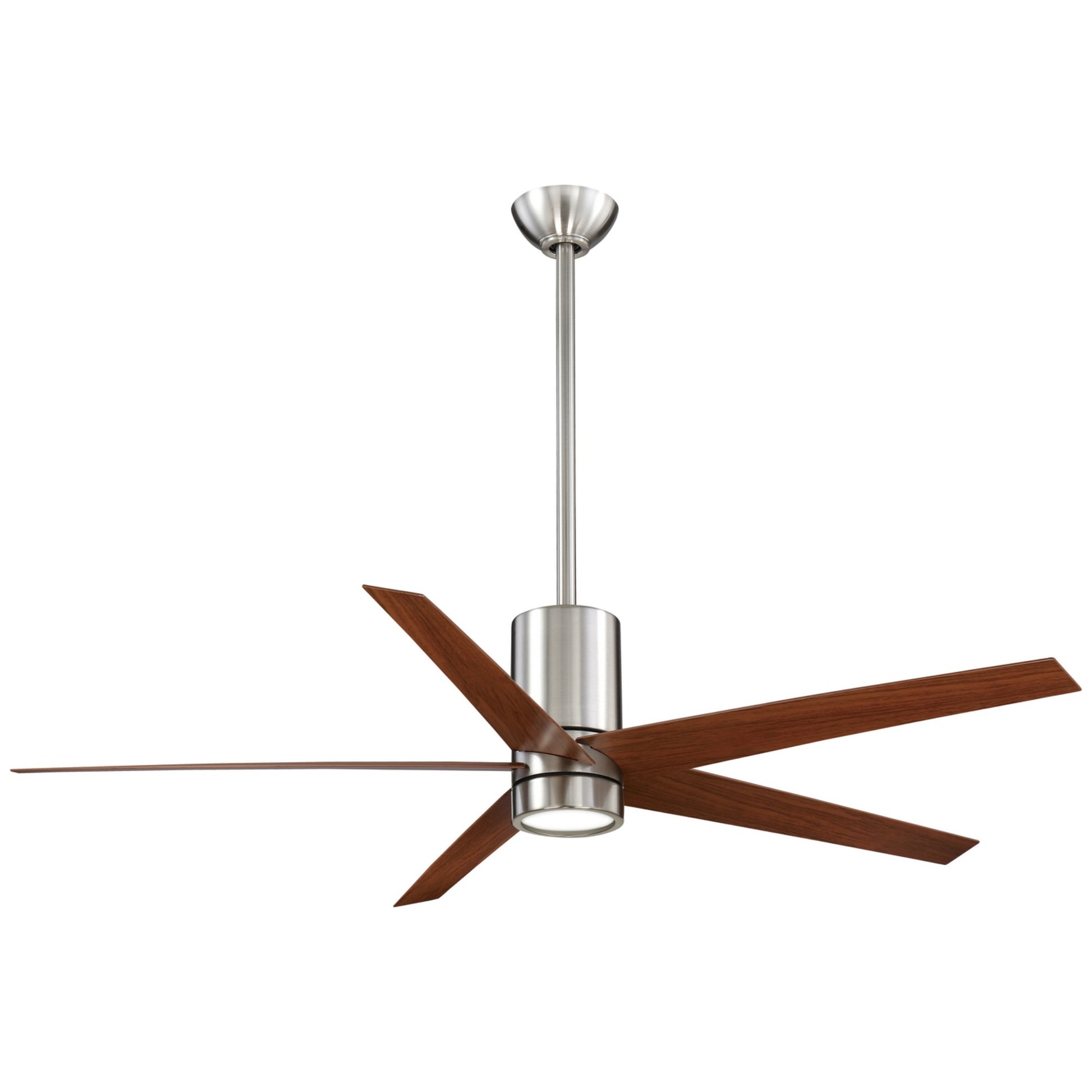 Symbio LED 56" Modern Ceiling Fan, Brushed Nickel with Dark Walnut Blades - Bees Lighting