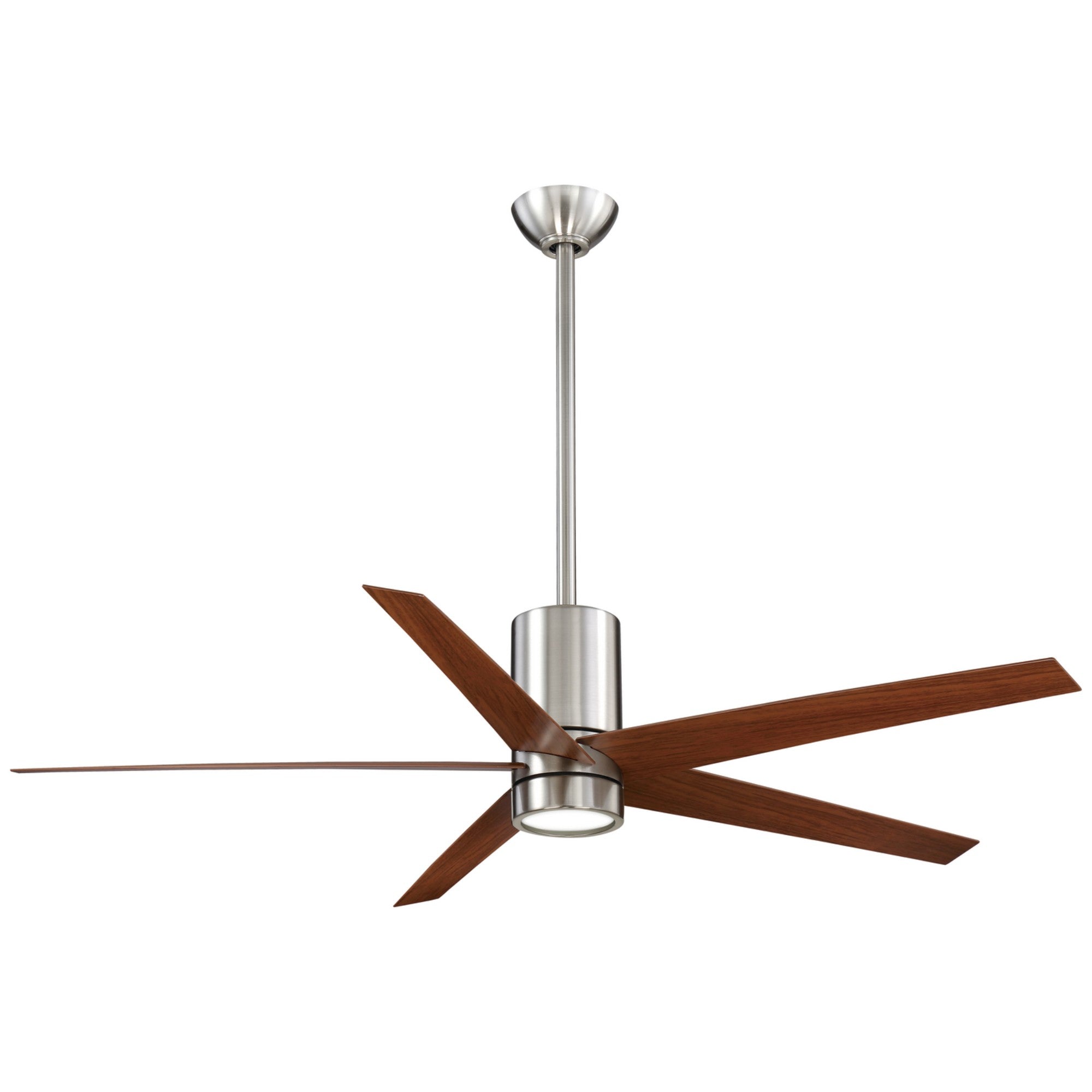 Symbio LED 56" Modern Ceiling Fan, Brushed Nickel with Dark Walnut Blades - Bees Lighting