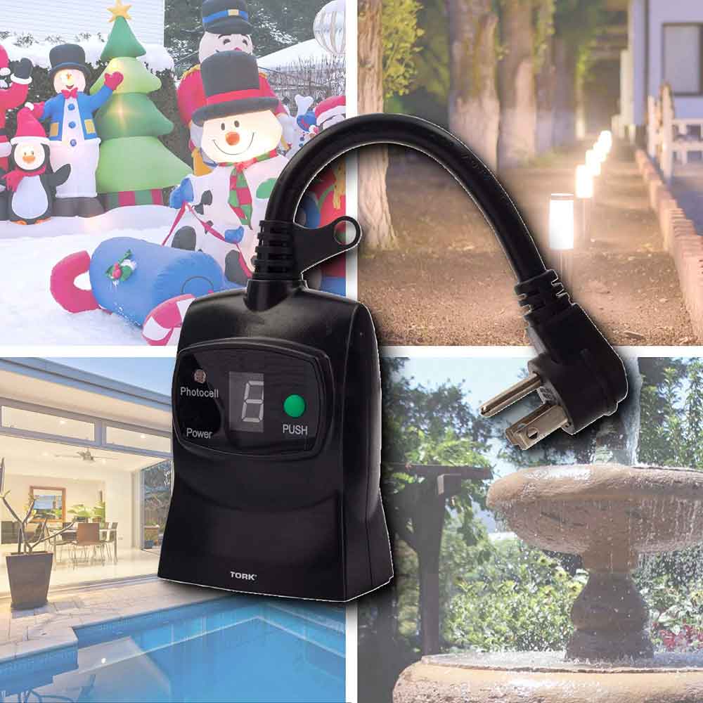 Tork 7-Day 120-Volt Photocell Activated Countdown Digital Plug-In Timer Outdoor - Bees Lighting