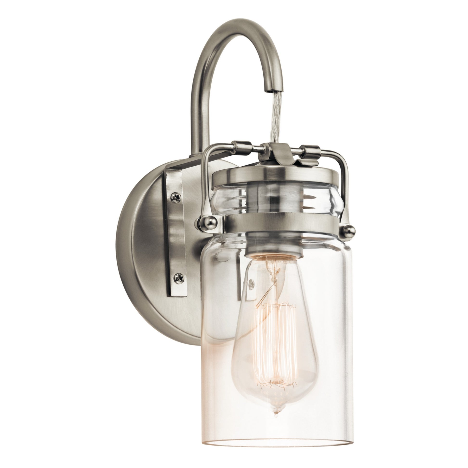 Brinley 12" Wall Sconce, Brushed Nickel Finish - Bees Lighting