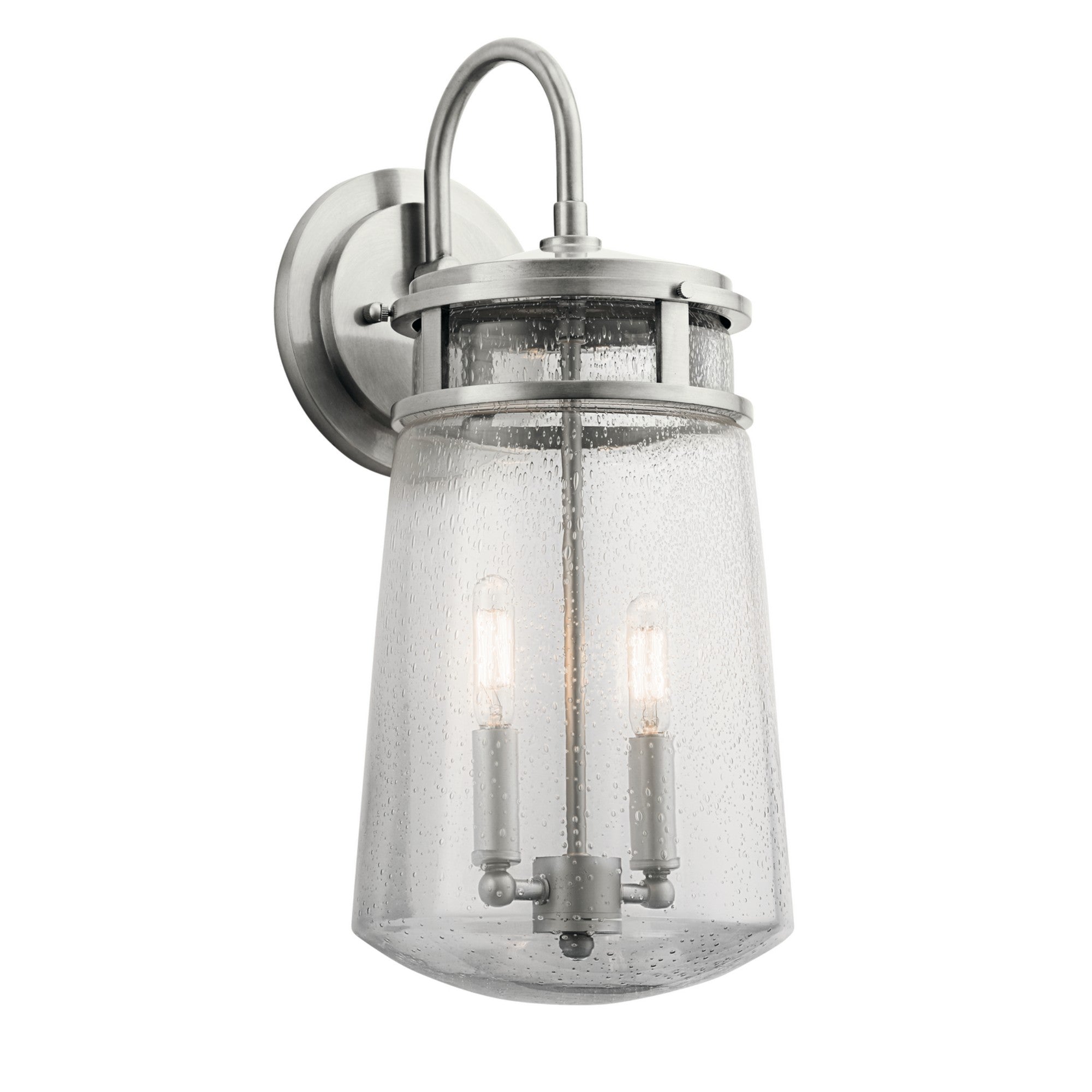 Lyndon 18" 2-Light Outdoor Wall Light, Brushed Aluminum Finish - Bees Lighting