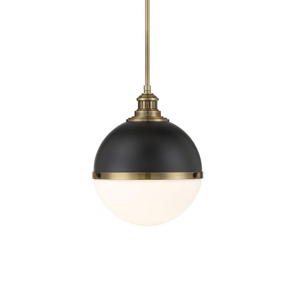 Vorey 13 In. Pendant Light Black & brass Finish - Bees Lighting