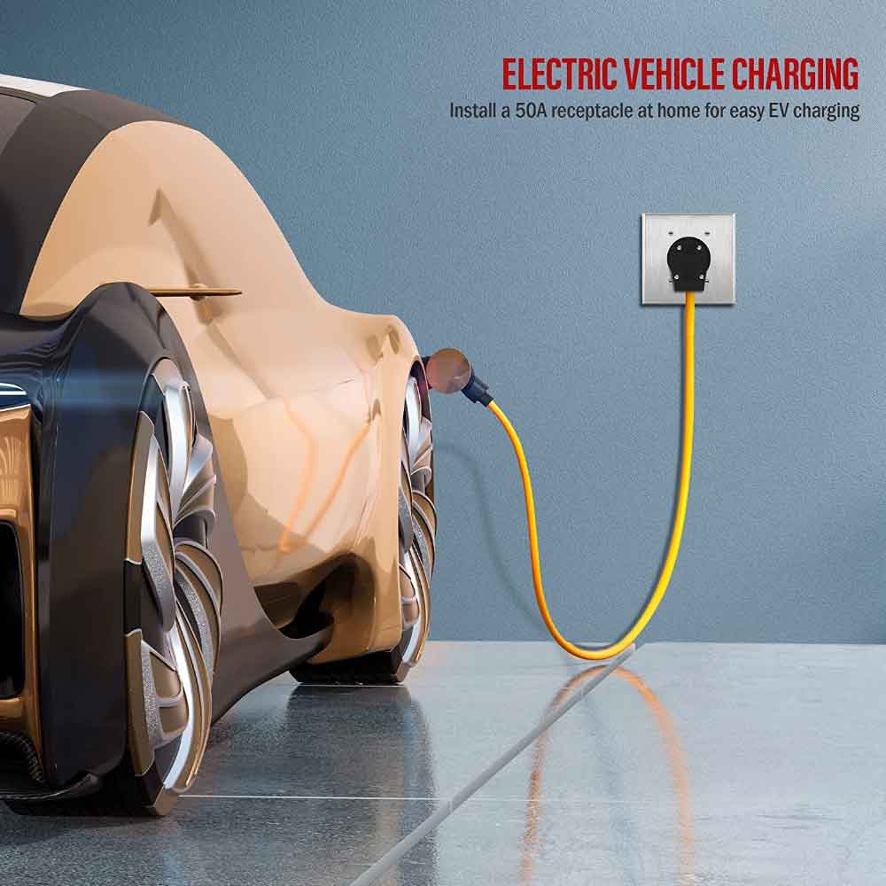50 Amp Range Receptacle Outlet for RV and Electric Vehicles, NEMA 14-50R, Black - Bees Lighting