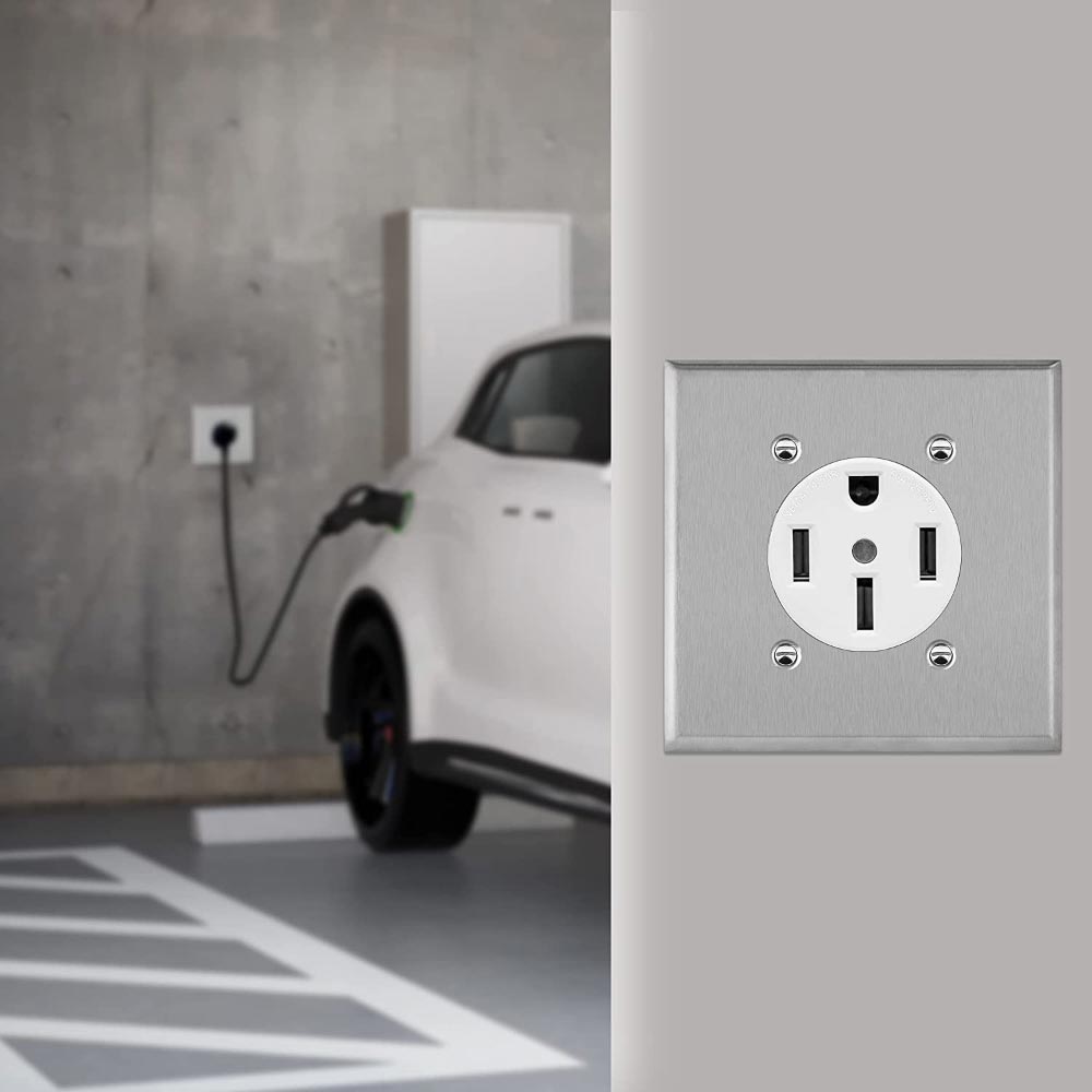 50 Amp Range Receptacle Outlet for RV and Electric Vehicles, NEMA 14-50R, White - Bees Lighting