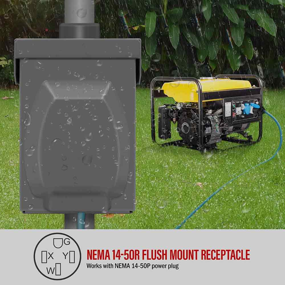 50 Amp Outdoor NEMA 14-50R Receptacle Box for RV/EV Chargers - Bees Lighting