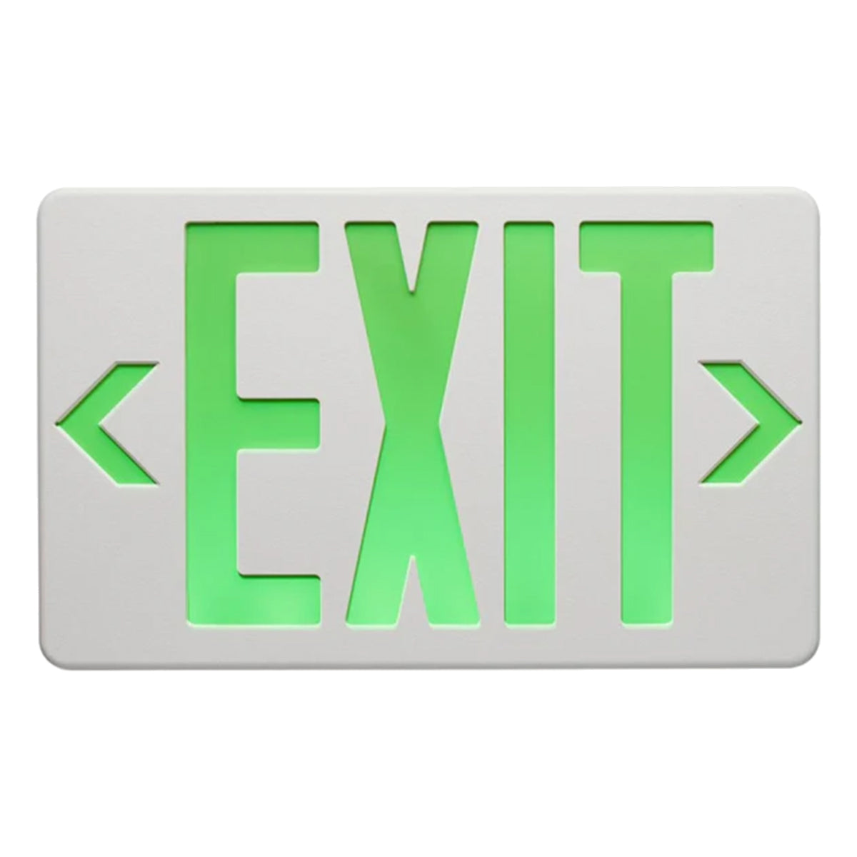 LED Exit Sign, Single/Double Face with Green Letters, White, Battery Included - Bees Lighting