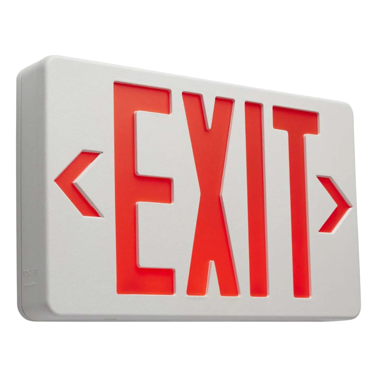 LED Exit Sign, Single/Double Face with Red Letters, White, Battery Included - Bees Lighting
