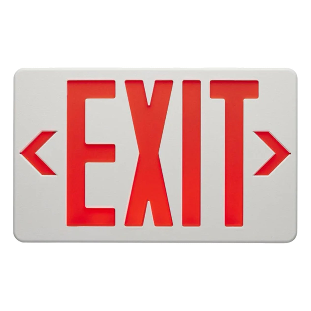 LED Exit Sign, Single/Double Face with Red Letters, White, Battery Included - Bees Lighting